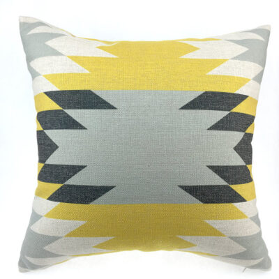Grey/Yellow Medina Ikat Cushion Cover50x50cm Designer Linen Cotton Cushion 